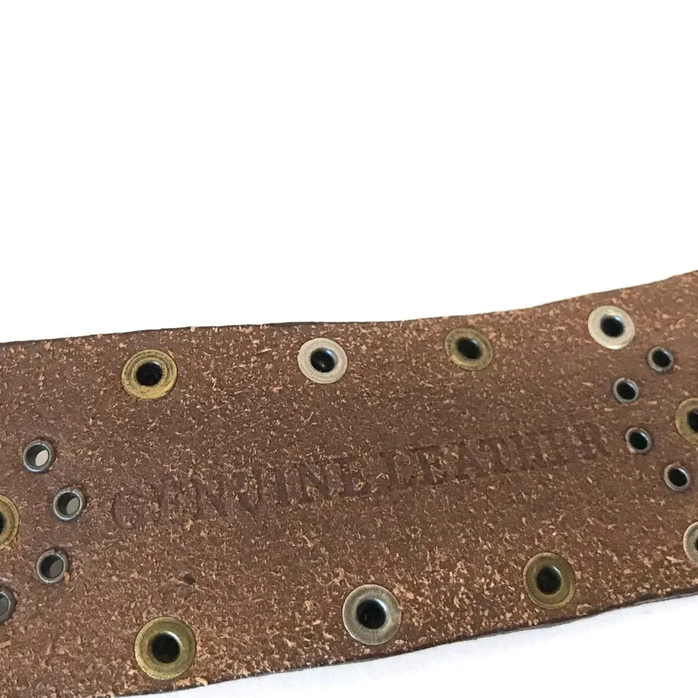 Leather Embossed Belt With Chunky Gold Buckle